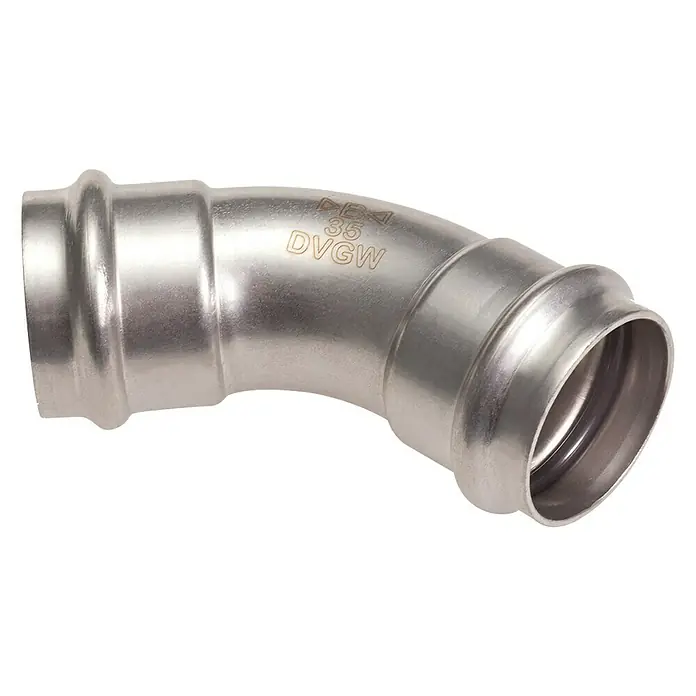 Edelstahl-Press-Bogen - Durchmesser: 22 mm, Winkel: 45 ° - Diagonale Ansicht