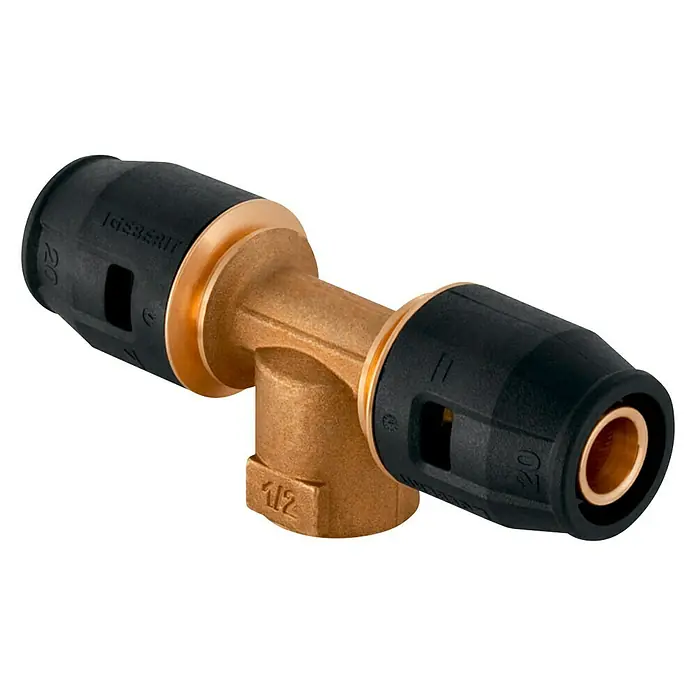 Geberit Pushfit Steck-Übergangs-T-Stück - Durchmesser: 16 mm, Innengewinde: ½″ - Diagonale Ansicht