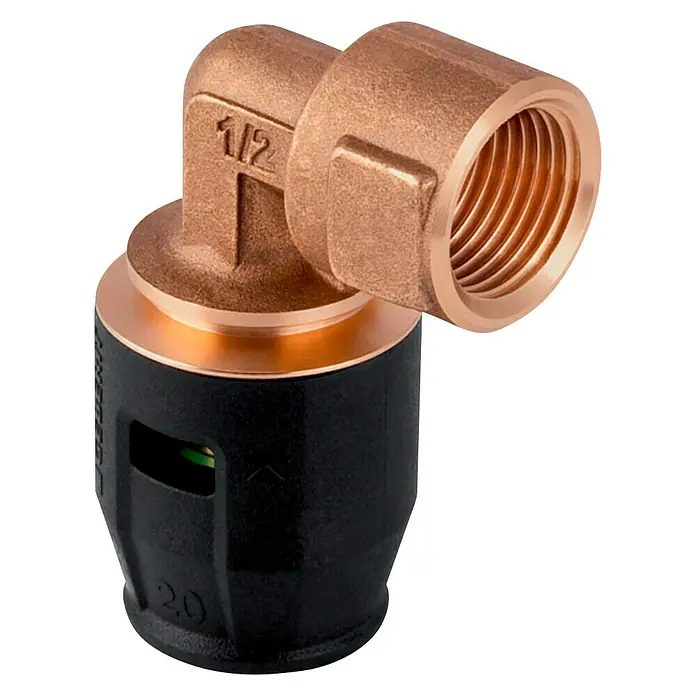 Geberit Pushfit Steck-Übergangswinkel - Durchmesser: 16 mm, Innengewinde: ½″ - Diagonale Ansicht