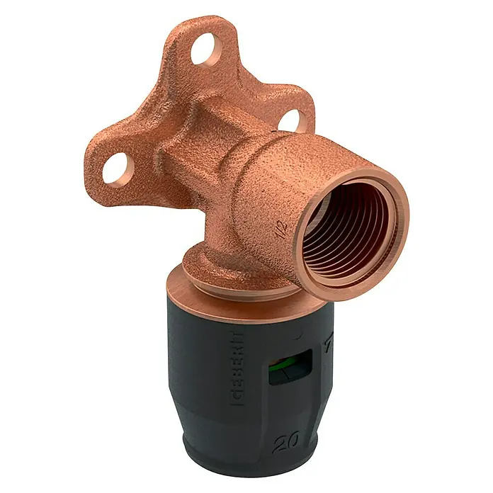 Geberit Pushfit Steck-Deckenwinkel - Durchmesser: 20 mm, Innengewinde: ½″ - Diagonale Ansicht