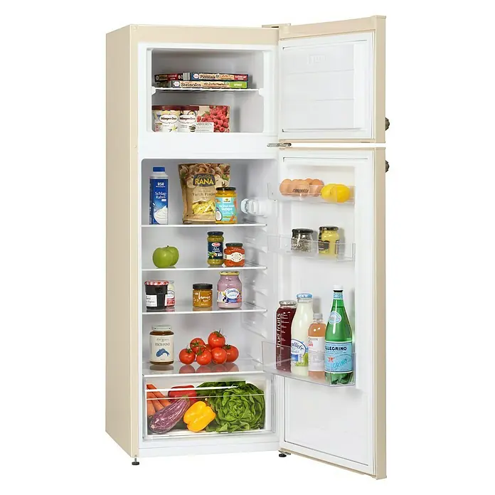 Respekta Kühl-Gefrierkombination Vintage KS 144 VC - Nutzinhalt Gesamt: 213 l, 57 x 54 x 144 cm, Cream - Vorderansicht