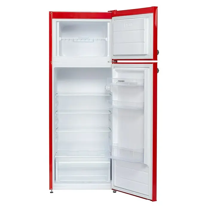 Respekta Kühl-Gefrierkombination Vintage KS 144 VR - Nutzinhalt Gesamt: 213 l, 57 x 54 x 144 cm, Rot - Vorderansicht