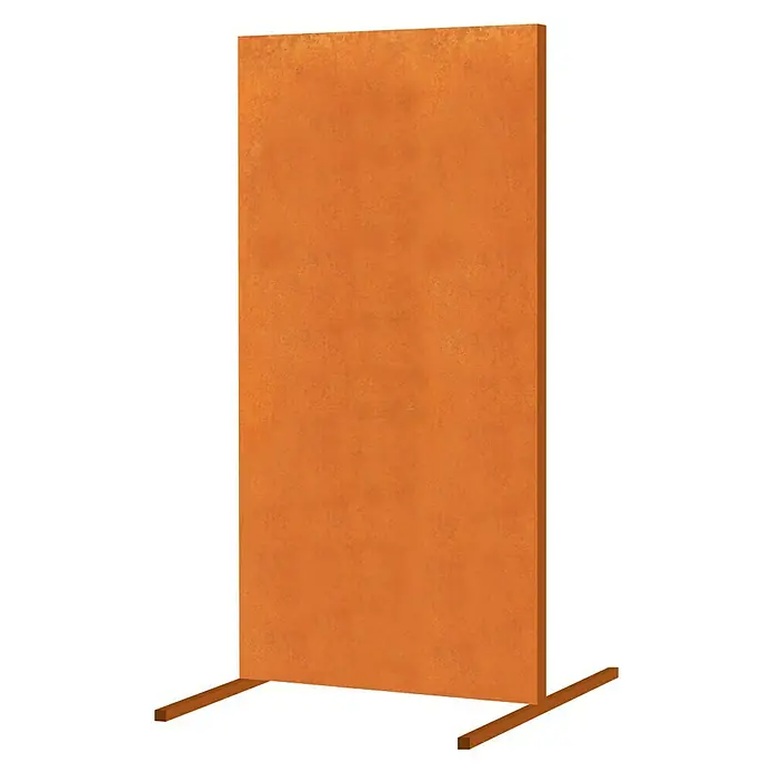 Sichtschutzelement Ohne Motiv - 85 x 180 cm, Mit Standfuß, Rost - Diagonale Ansicht