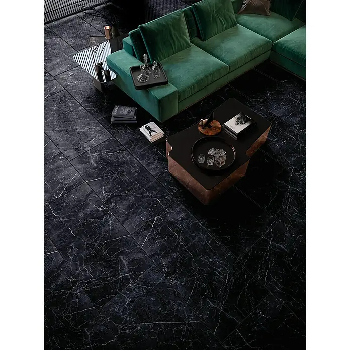 Feinsteinzeugfliese Sombra - 60 x 60 cm, Schwarz, Glänzend - Stimmungsaufnahme