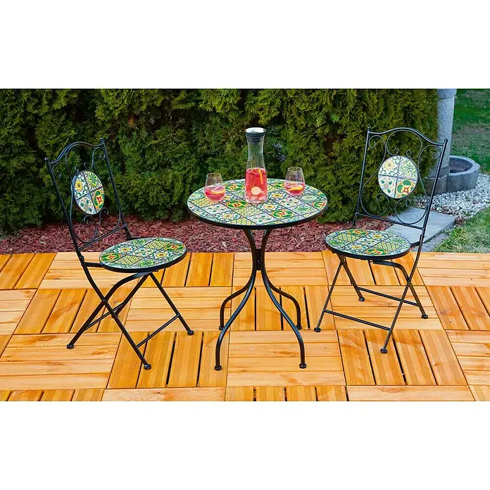 Balkonmöbel-Set Mosaik - 3 -tlg., Metall, Bunt - Stimmungsaufnahme