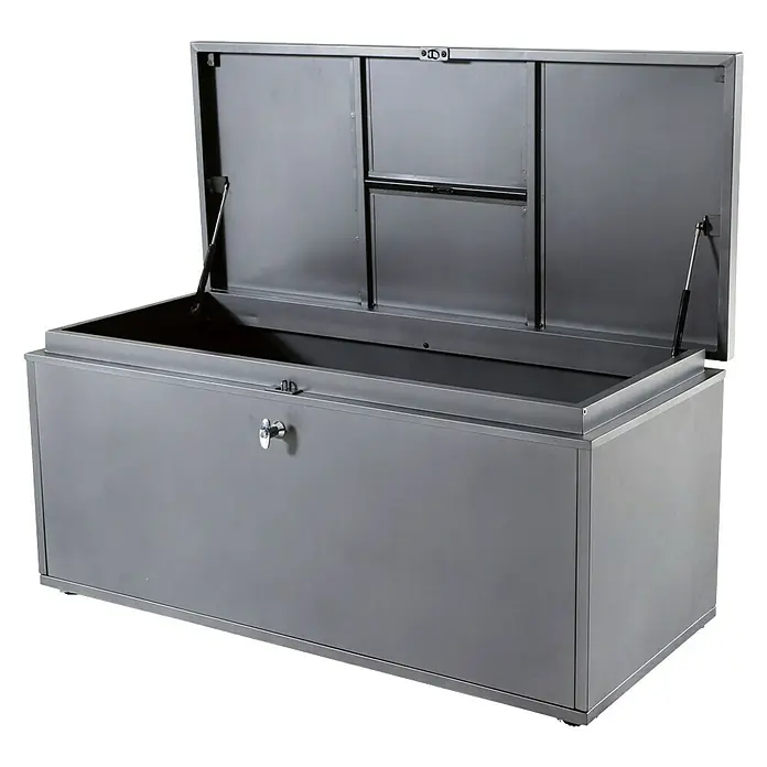 Sunfun Garten-Aufbewahrungsbox - 132 x 60 x 58 cm, Anthrazit - Diagonale Ansicht