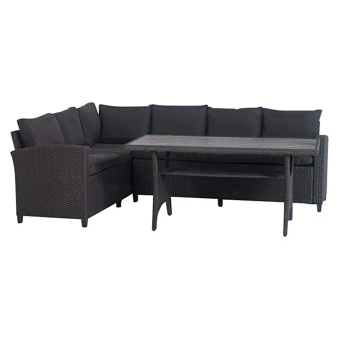 Set lounge namještaja Porto - Ratan, Čelik, Crne boje, 2-dij. - Dijagonalni pogled