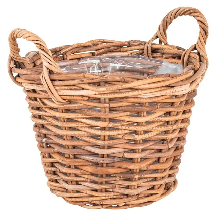 Ukrasna košara za biljke - Vanjska dimenzija (ø x V): 30 x 25 cm, prirodni materijali, Natur - Pogled sprijeda
