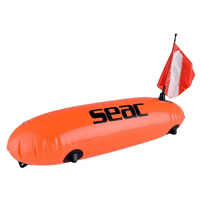 Seac Sub Boya salvavidas con banderín - L x An: 170 x 23 cm, Naranja - Vista angular