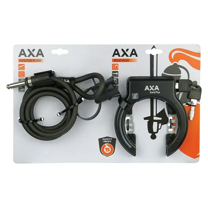 Axa Ringslot Solid Plus + Newton - Zwart - Vooraanzicht