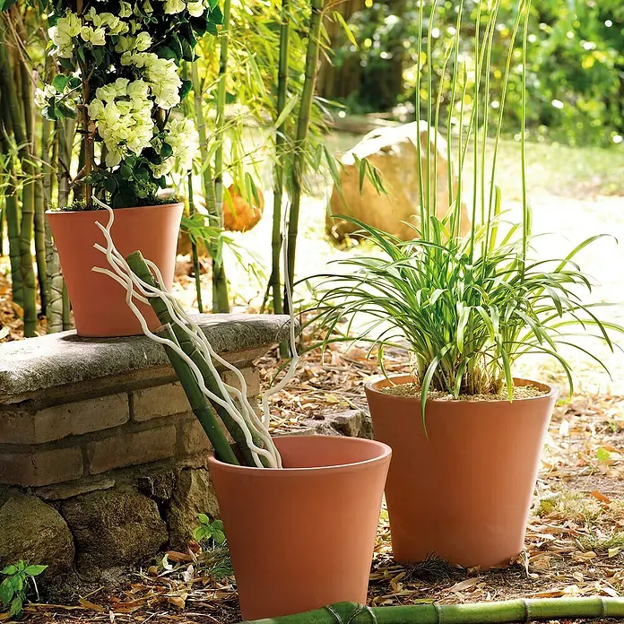 Maceta para planta Vaso Cono - Dimensiones externas (Ø x Al): 26 x 23,7 cm, Materiales naturales, Terracota - Foto ambiente