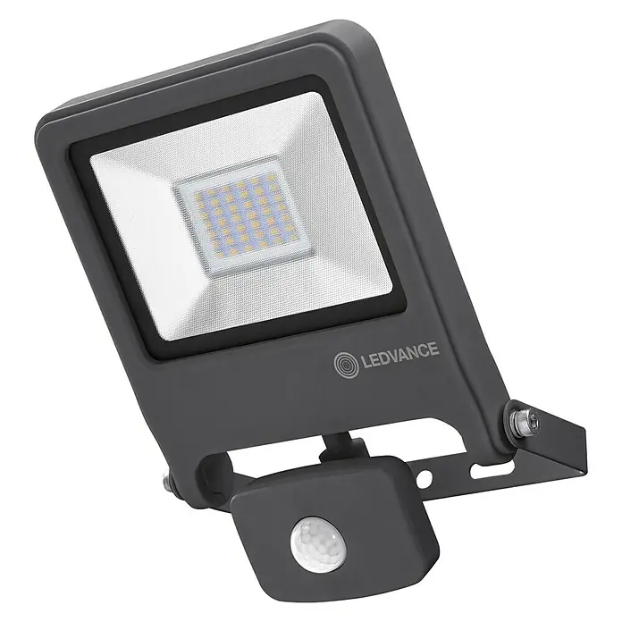 Ledvance Sensor-LED-Strahler - Grau, IP44 - Diagonale Ansicht