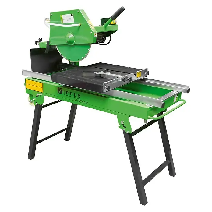 Zipper Steintrennmaschine ZI-STM350 - 2.000 W, Schnitthöhe: 72 mm bei 45°, Schnittlänge: 650 mm - 800 mm, Durchmesser Scheibe: 350 mm - Diagonale Ansicht
