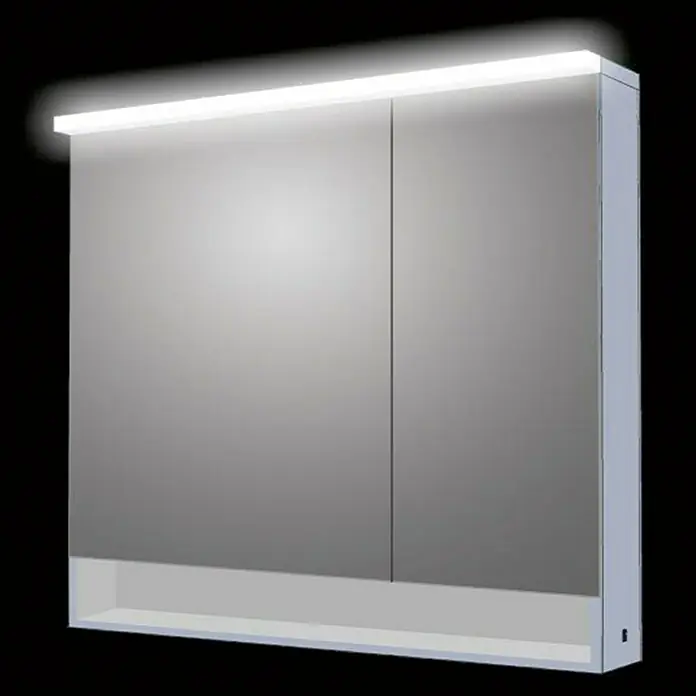 LED-Spiegelschrank SILVER LEDA - B x H: 80 x 70 cm, Mit Beleuchtung, Aluminium, Aluminium - Anwendungsbeispiel