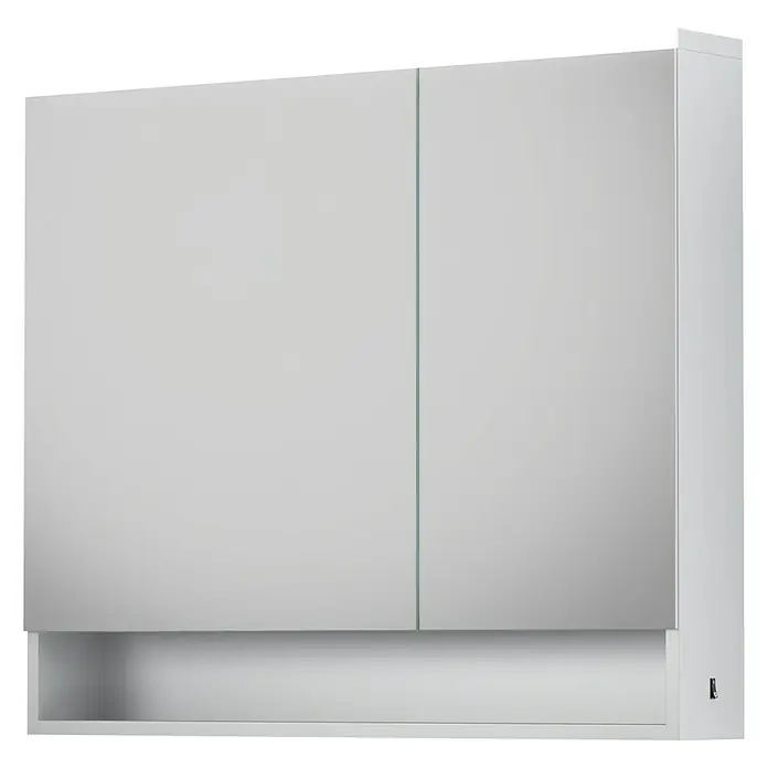 LED-Spiegelschrank SILVER LEDA - B x H: 80 x 70 cm, Mit Beleuchtung, Aluminium, Aluminium - Vorderansicht