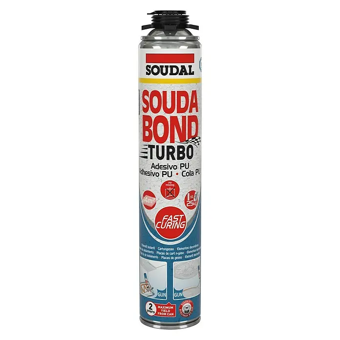 Soudal Espuma para pistola Soudabond Turbo - Contenido: 750 ml, Poliuretano (PU) - Vista frontal