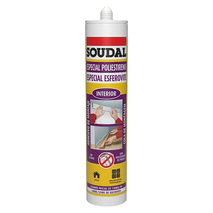 Soudal Adhesivo para montaje Sin clavos ni tornillos - Para interior, 310 ml - Vista frontal