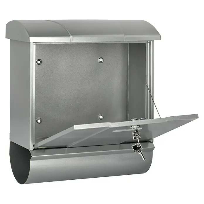 Burg-Wächter Briefkasten-Set Olymp - Silber, DIN C4, 332 x 32 mm - Diagonale Ansicht
