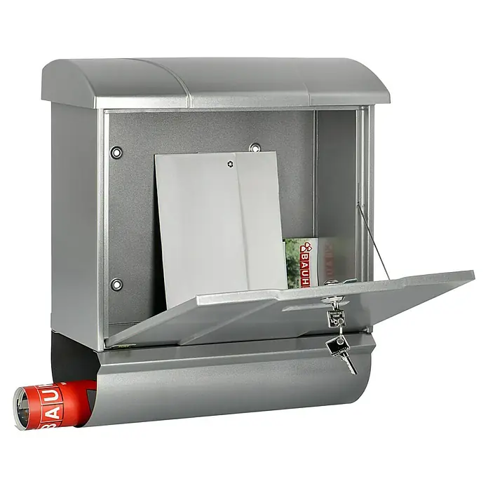 Burg-Wächter Briefkasten-Set Olymp - Silber, DIN C4, 332 x 32 mm - Anwendungsbeispiel