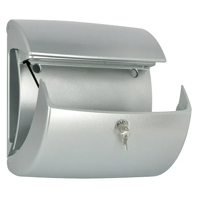 Burg-Wächter Briefkasten Kiel - Silber, DIN C4, 325 x 34 mm - Diagonale Ansicht