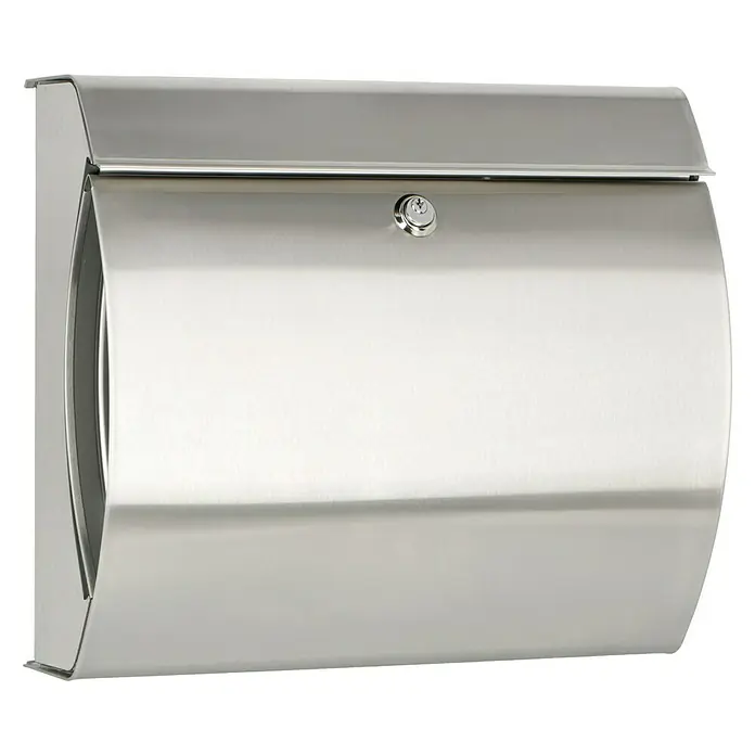 Burg-Wächter Briefkasten Verona - 404 x 150 x 354 mm, Edelstahl - Diagonale Ansicht
