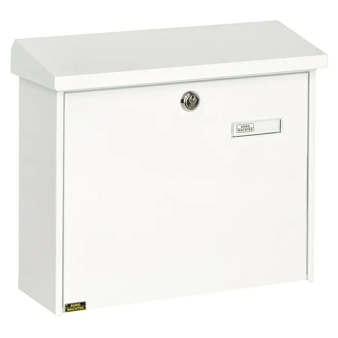 Burg-Wächter Briefkasten Comfort 913 - Stahl, 380 x 148 x 340 mm, Weiß, Format Einwurf: DIN C4, 332 x 32 mm - Diagonale Ansicht