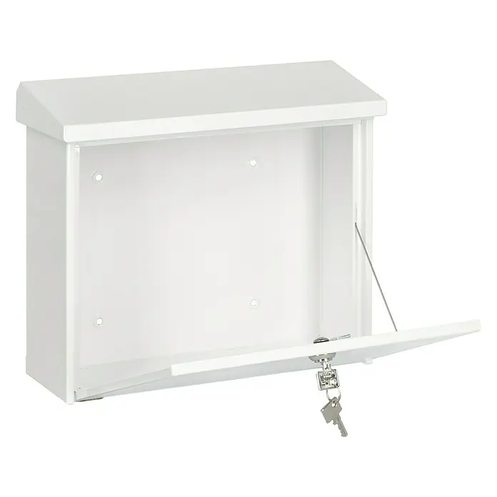 Burg-Wächter Briefkasten Comfort 913 - Stahl, 380 x 148 x 340 mm, Weiß, Format Einwurf: DIN C4, 332 x 32 mm - Diagonale Ansicht