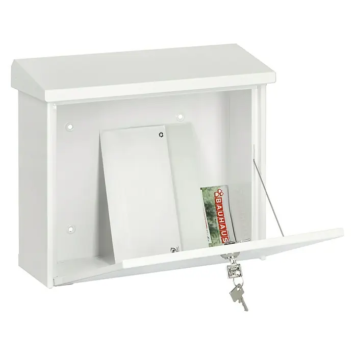 Burg-Wächter Briefkasten Comfort 913 - Stahl, 380 x 148 x 340 mm, Weiß, Format Einwurf: DIN C4, 332 x 32 mm - Anwendungsbeispiel