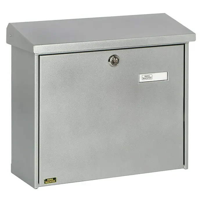 Burg-Wächter Briefkasten Comfort 913 - Stahl, 380 x 148 x 340 mm, Silber, Format Einwurf: DIN C4, 332 x 32 mm - Diagonale Ansicht