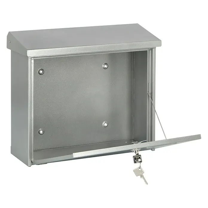 Burg-Wächter Briefkasten Comfort 913 - Stahl, 380 x 148 x 340 mm, Silber, Format Einwurf: DIN C4, 332 x 32 mm - Diagonale Ansicht