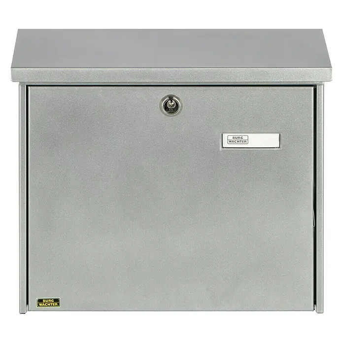 Burg-Wächter Briefkasten Comfort 913 - Stahl, 380 x 148 x 340 mm, Silber, Format Einwurf: DIN C4, 332 x 32 mm - Vorderansicht