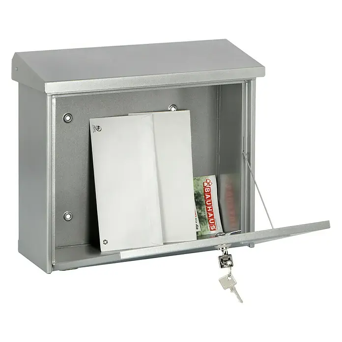 Burg-Wächter Briefkasten Comfort 913 - Stahl, 380 x 148 x 340 mm, Silber, Format Einwurf: DIN C4, 332 x 32 mm - Anwendungsbeispiel