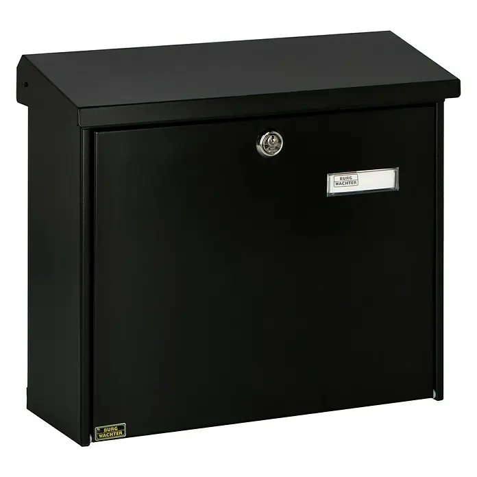 Burg-Wächter Briefkasten Comfort 913 - Stahl, 380 x 148 x 340 mm, Schwarz, Format Einwurf: DIN C4, 332 x 32 mm - Diagonale Ansicht