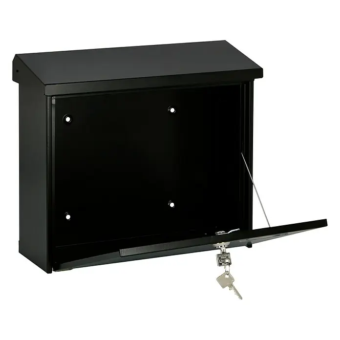 Burg-Wächter Briefkasten Comfort 913 - Stahl, 380 x 148 x 340 mm, Schwarz, Format Einwurf: DIN C4, 332 x 32 mm - Diagonale Ansicht