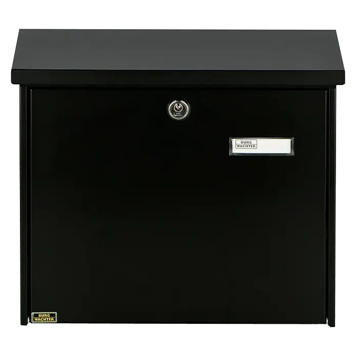 Burg-Wächter Briefkasten Comfort 913 - Stahl, 380 x 148 x 340 mm, Schwarz, Format Einwurf: DIN C4, 332 x 32 mm - Vorderansicht