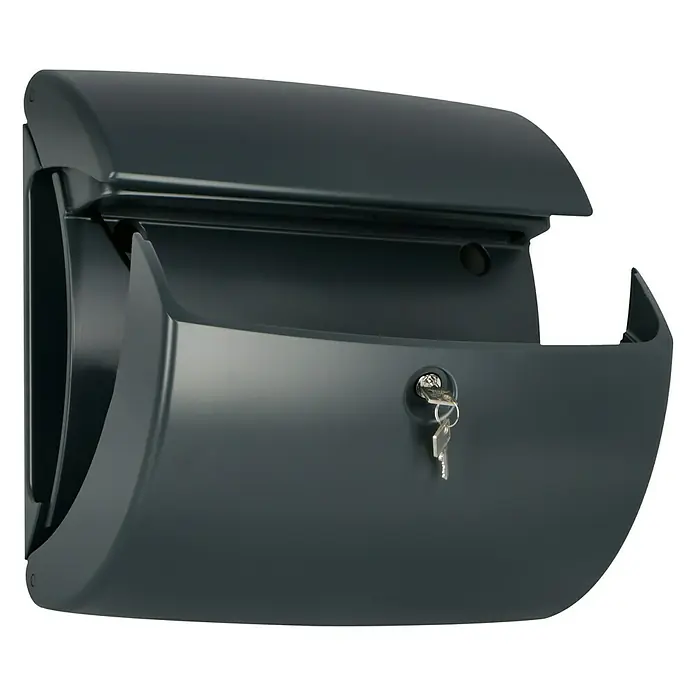 Burg-Wächter Briefkasten Pearl 886 - 380 x 178 x 400 mm, Granit, Mit Zeitungsfach, Kunststoff - Diagonale Ansicht