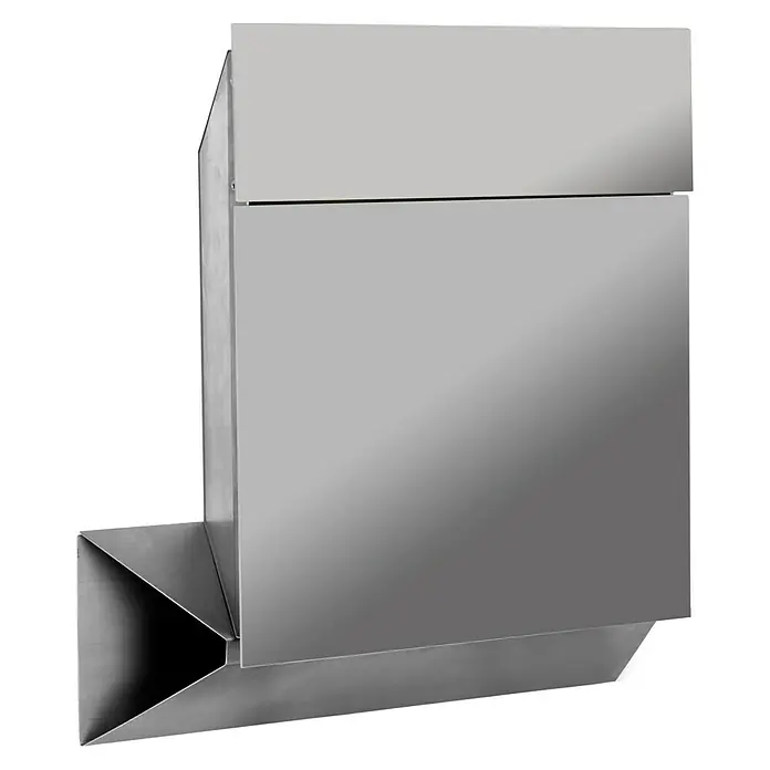 Burg-Wächter Briefkasten Quadus - Edelstahl, 145 x 475 x 497 mm, Edelstahl, Format Einwurf: DIN C4, 325 x 35 mm - Diagonale Ansicht