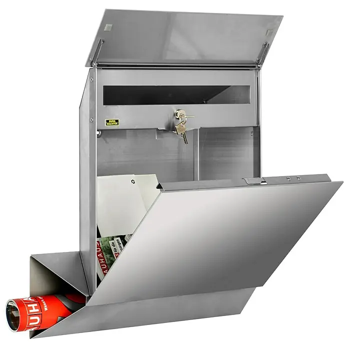 Burg-Wächter Briefkasten Quadus - Edelstahl, 145 x 475 x 497 mm, Edelstahl, Format Einwurf: DIN C4, 325 x 35 mm - Anwendungsbeispiel