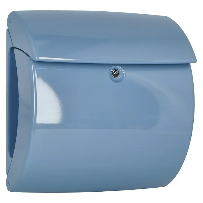 Burg-Wächter Briefkasten Piano 886 - 380 x 178 x 400 mm, Hellblau, Mit Zeitungsfach, Kunststoff - Diagonale Ansicht