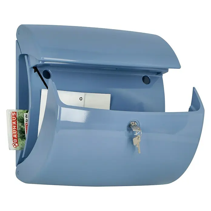 Burg-Wächter Briefkasten Piano 886 - 380 x 178 x 400 mm, Hellblau, Mit Zeitungsfach, Kunststoff - Anwendungsbeispiel