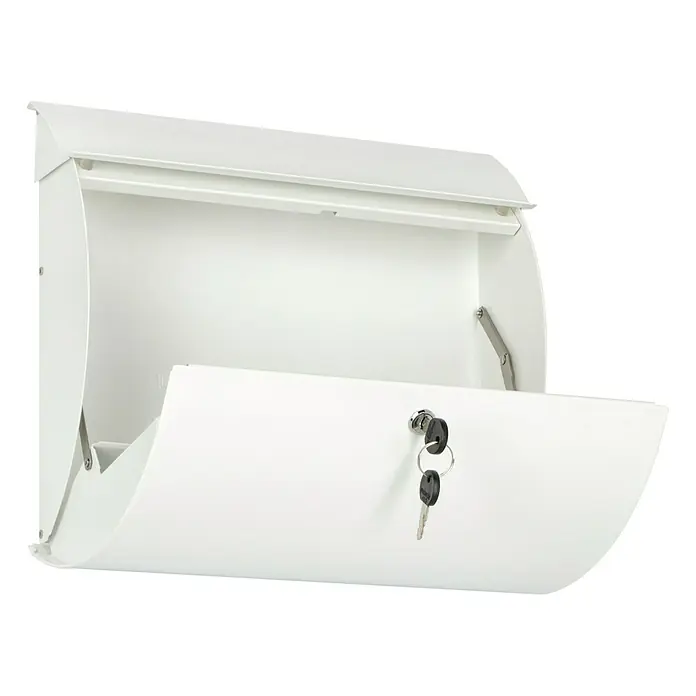 Burg-Wächter Briefkasten Toscana 856 - L x B x H: 106 x 376 x 330 mm, Format Einwurf: DIN C4, 325 x 35 mm, Stahl, Weiß - Diagonale Ansicht