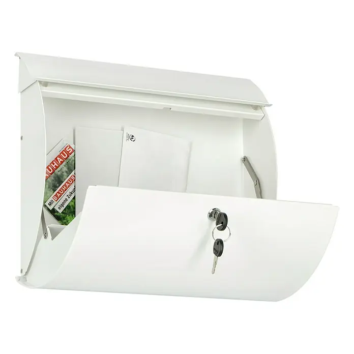 Burg-Wächter Briefkasten Toscana 856 - L x B x H: 106 x 376 x 330 mm, Format Einwurf: DIN C4, 325 x 35 mm, Stahl, Weiß - Anwendungsbeispiel