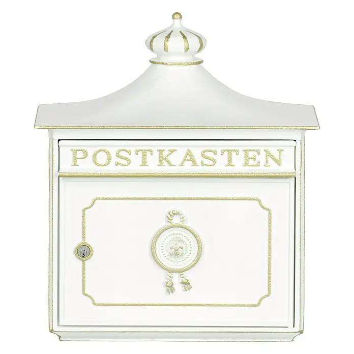 Burg-Wächter Briefkasten Bordeaux - L x B x H: 180 x 425 x 480 mm, Metall, Weiß - Vorderansicht