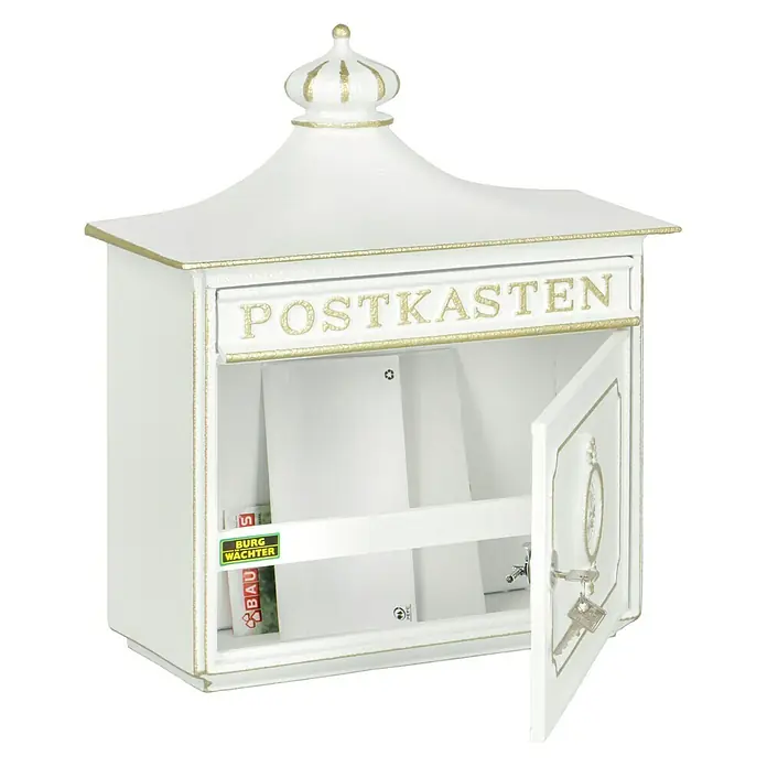 Burg-Wächter Briefkasten Bordeaux - L x B x H: 180 x 425 x 480 mm, Metall, Weiß - Anwendungsbeispiel