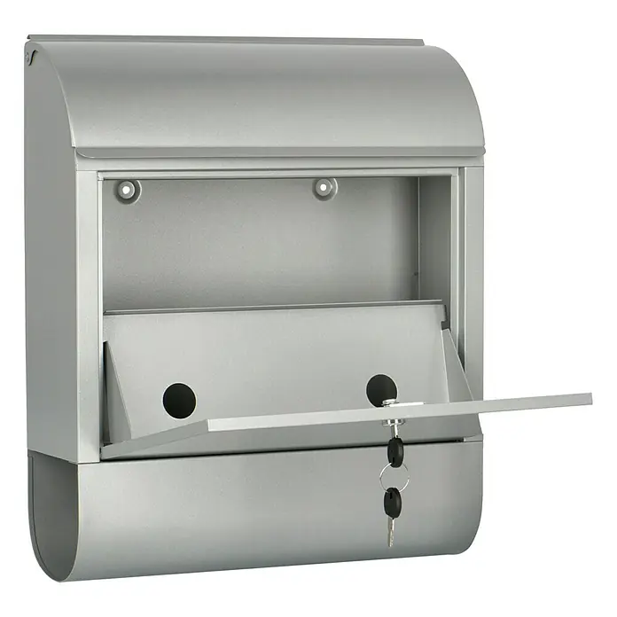 Burg-Wächter Brievenbusset Scandic - l x b x h: 125 x 380 x 460 mm, Staal, Zilver - Diagonaal zicht