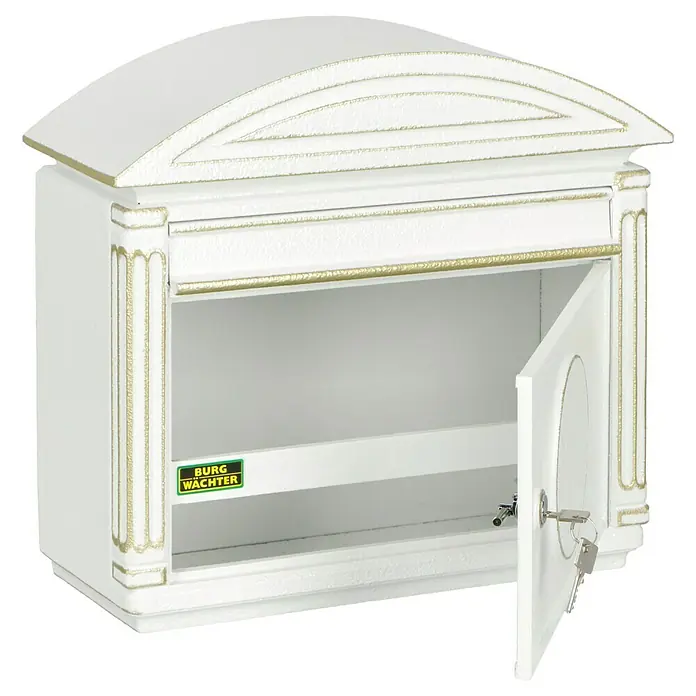 Burg-Wächter Briefkasten Venezia - L x B x H: 170 x 417 x 390 mm, Aluminium, Weiß - Diagonale Ansicht
