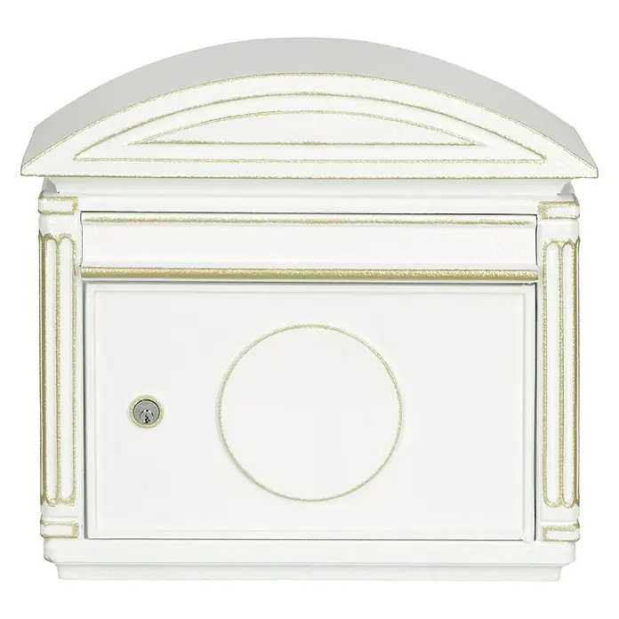 Burg-Wächter Briefkasten Venezia - L x B x H: 170 x 417 x 390 mm, Aluminium, Weiß - Vorderansicht