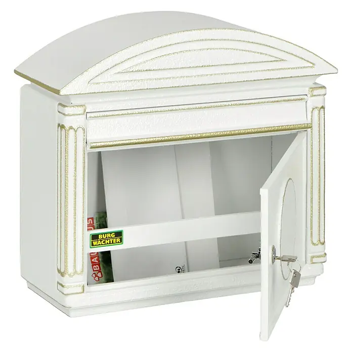 Burg-Wächter Briefkasten Venezia - L x B x H: 170 x 417 x 390 mm, Aluminium, Weiß - Anwendungsbeispiel