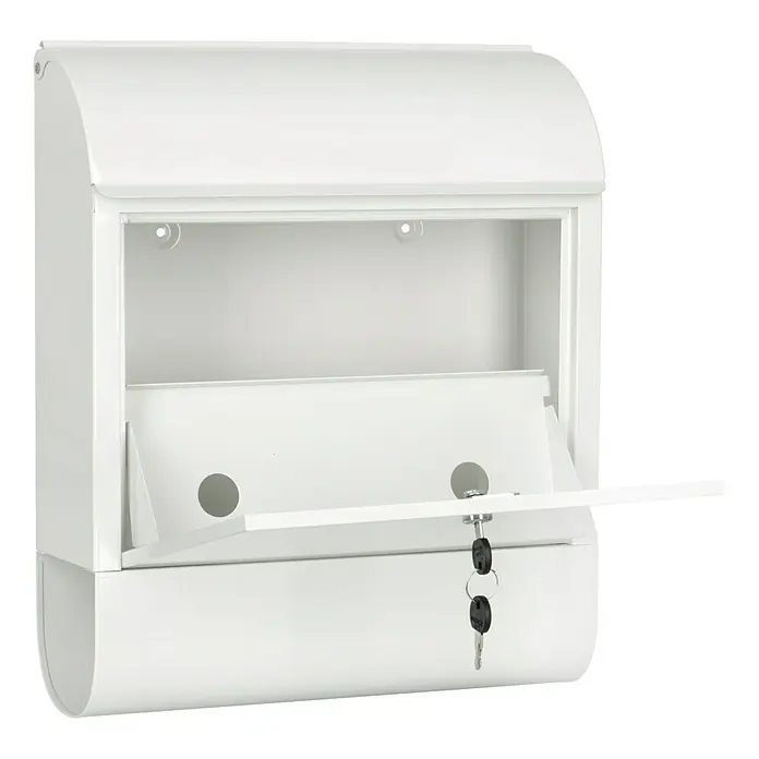 Burg-Wächter Briefkasten-Set Scandic - L x B x H: 125 x 380 x 460 mm, Stahl, Weiß - Diagonale Ansicht