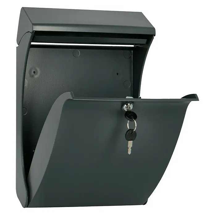 Burg-Wächter Briefkasten Swing - L x B x H: 271 x 129 x 419 mm, Kunststoff, Anthrazit, Format Einwurf: DIN C4 Hoch - Diagonale Ansicht